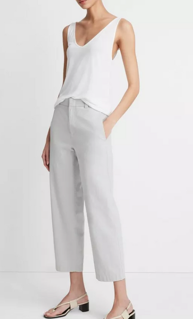 MID RISE WASHED COTTON CROP PANT