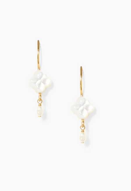 CLOVER DROP EARRINGS - WHITE MOP