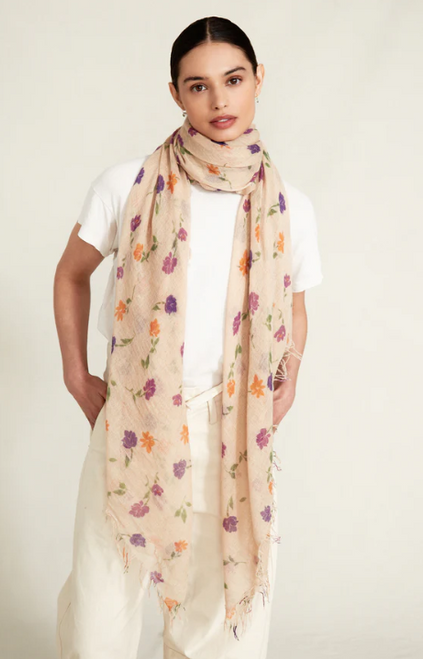 CASHMERE SCARF WITH FLORAL PRINT 