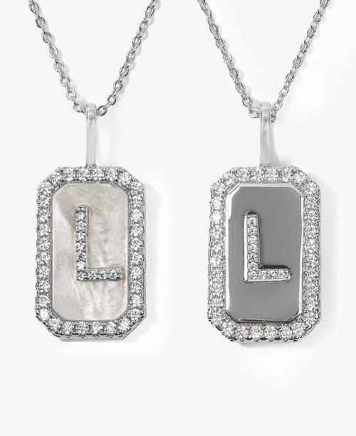 SILVER LOVE LETTERS DOUBLE-SIDED NECKLACE