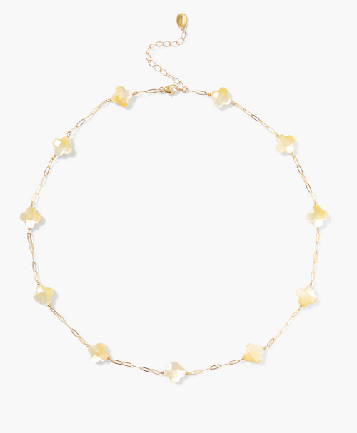 GOLD W/ MOTHER OF PEARL CLOVERS NECKLACE