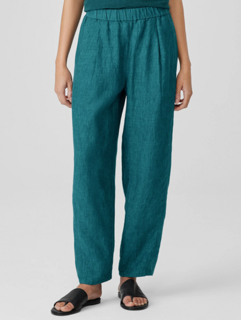 WASHED ORGANIC LINEN DELAVE ANKLE PLEATED LANTERN PANT