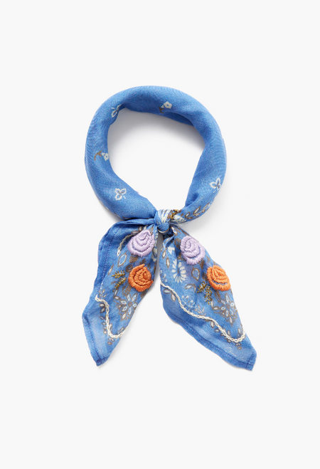 SEPIA ROSE EMBROIDERED FLORAL SCARF