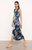 PAINTED BOUQUET DRAPED PLEAT WRAP DRESS