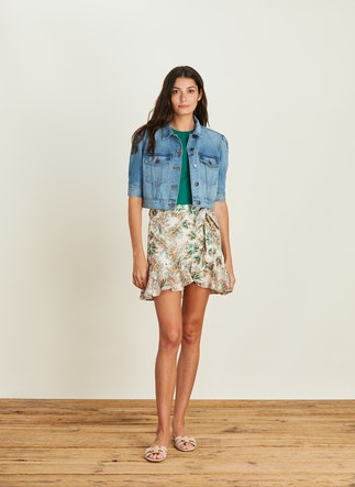 Veronica Beard Raina Short-sleeved Denim Jacket | Ecru