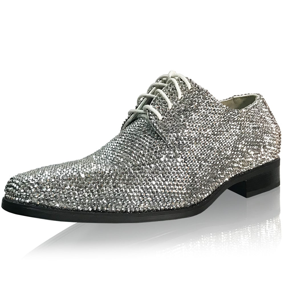 mens metallic silver dress shoes