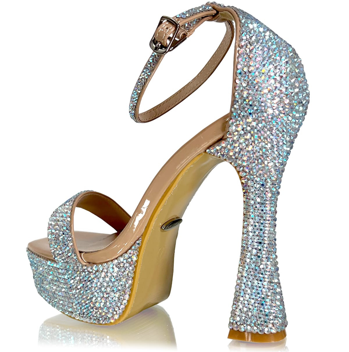 KENNETH COLE NEW YORK Womens Gold Glitter Ankle Strap Padded Lessia Square Toe Flare Buckle Dress Heeled M