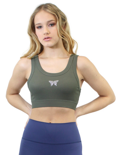 Ribbed Seamless Kendall Lettuce Edge Cropped Tank Top - SLY-1746T