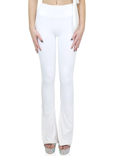 Bell Bottom Inseam Slit Smart Active Pants - Black