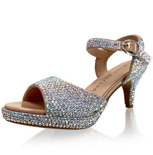 AB Crystal Peep Toe Sandal Heels