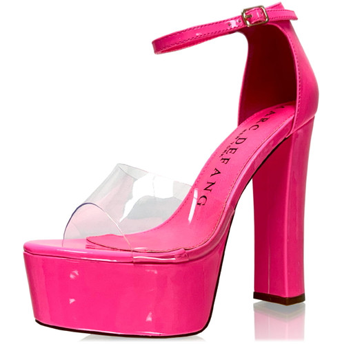 Barbie Pink Block Heel Clear Peep Toes