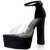 Black Sueded 6" Block Heel Clear Peep Toes