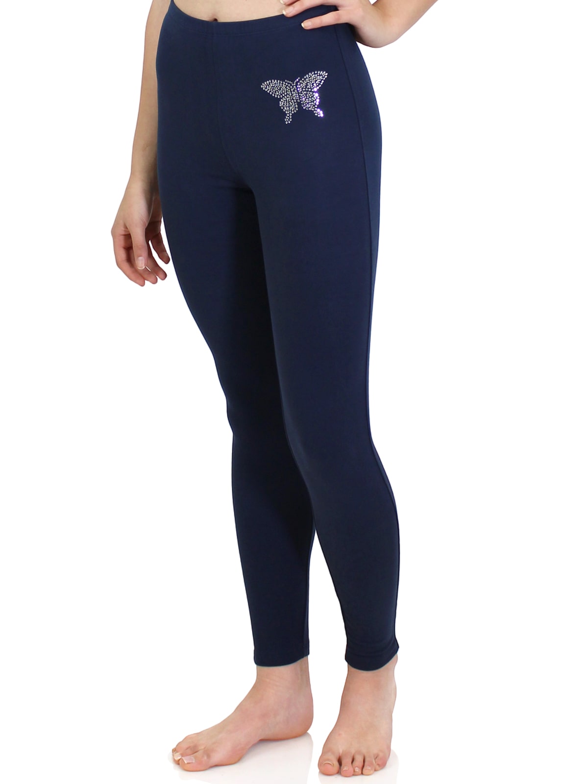 Cotton Modal Navy Butterfly Leggings