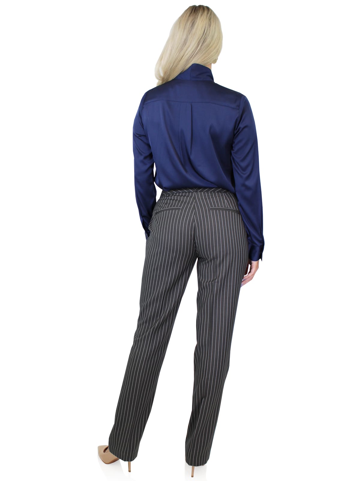 Bow Tie Detail Sateen Blouse - Navy