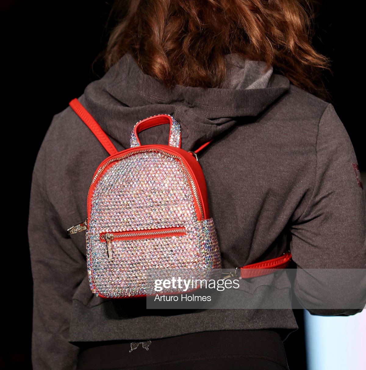 New Marc Defang Pink AB Crystal Rhinestone Signature Backpack Ladies Crystal Handmade Backpack main image 3