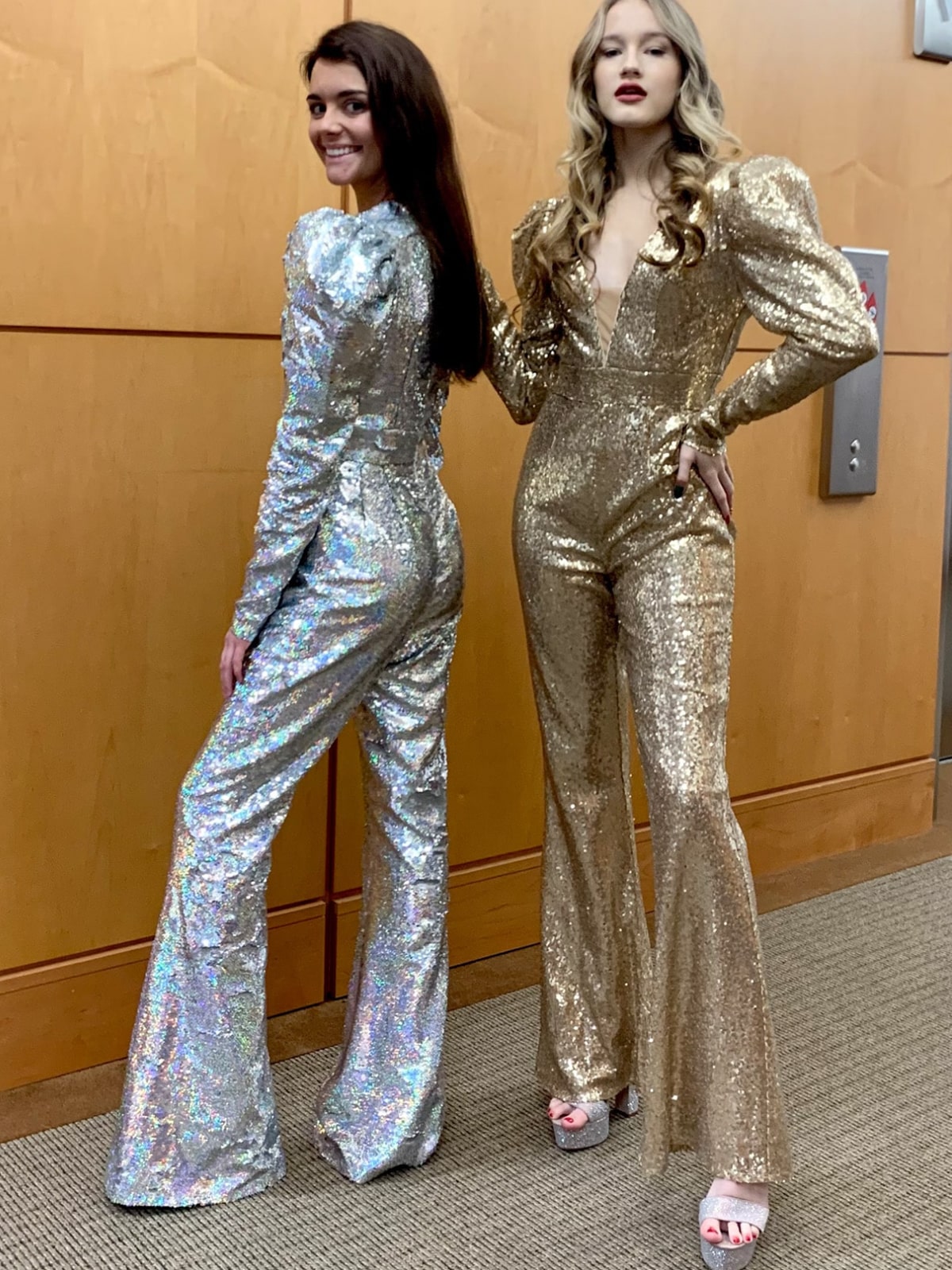 Holographic Puffy Sleeve Jumpsuit