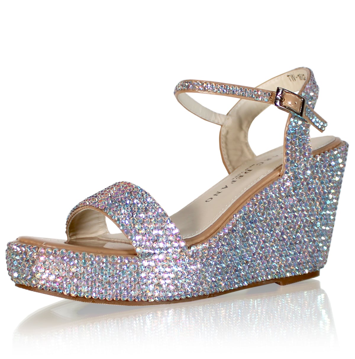 AB Crystal Strappy Platform Wedges