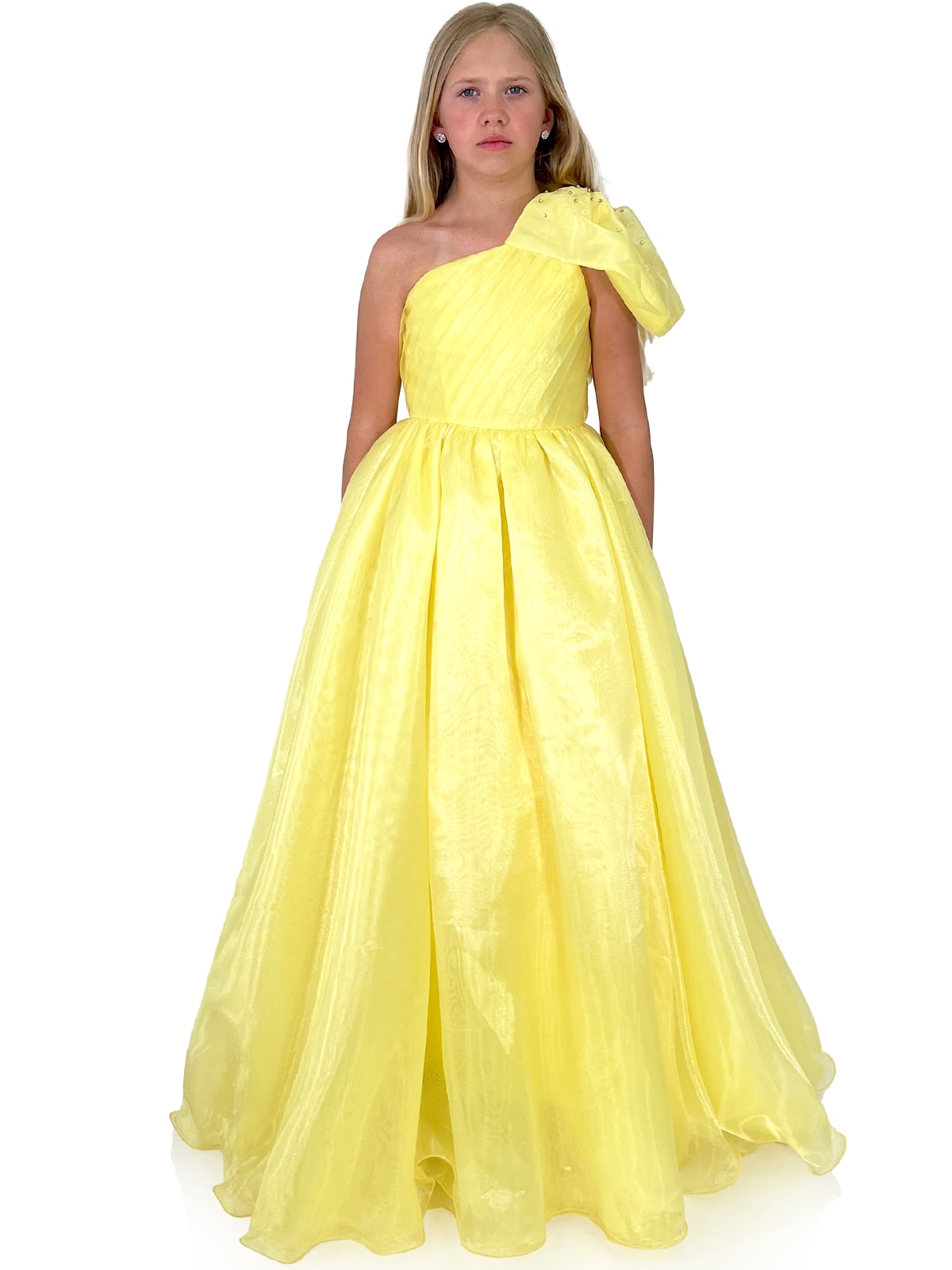 Kids Girl Yellow Ball Prom Gown GACH105 main image 1