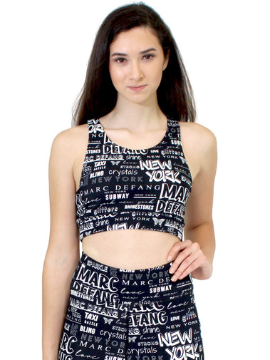 NYC White Graffiti Sports Bra