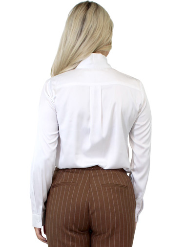 Bow Tie Detail Sateen Blouse - White