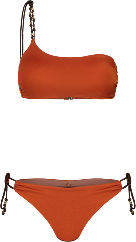 Bikini a Fascia Monospalla con Dettagli Oro Cruise