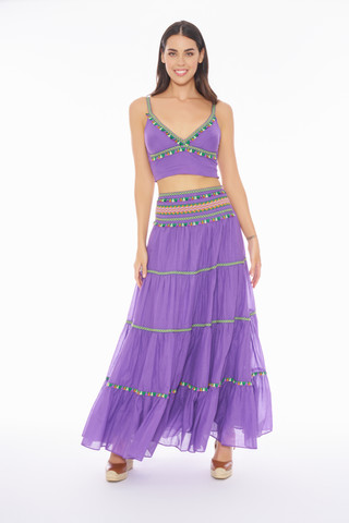 Purple Top with Ethnic Trimmings