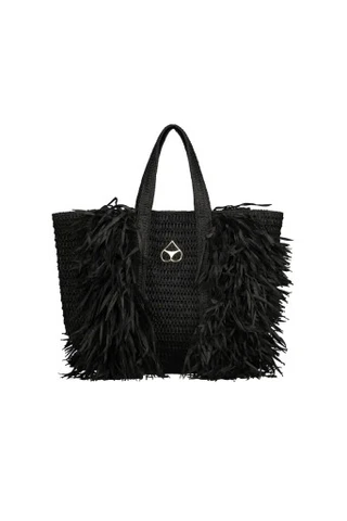 Borsa Mare in Rafia con Doppia Frangia Frontale