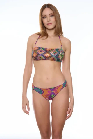 Banded Bikini with Rhombus Rhinestones