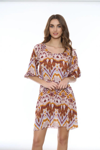 Sea Dress with Puff Sleeves