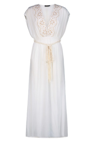 Abito Lungo con Scollo a V in Pizzo