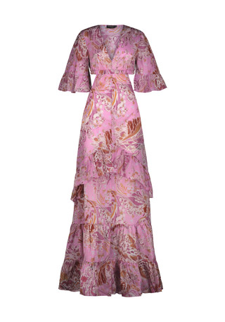 Abito Lungo Cut Out con Rouches