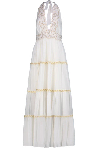 Long Dress with Ruffles and Embroidery