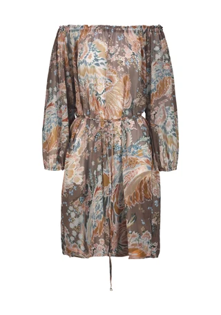 Abito Corto con Scollo Arricciato