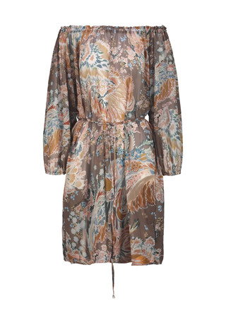 Abito Corto con Scollo Arricciato