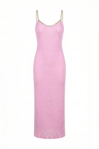 Embossed Diamond Long Cut Dress