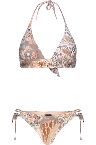 Triangle Bralette Bikini with Rhinestones and Regular Briefs