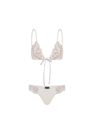 Bikini Triangolo Ricamato Pizzo con Culotte