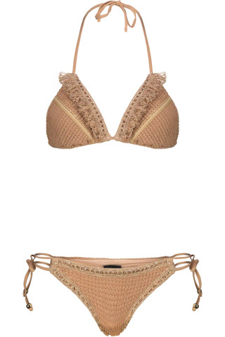 Embossed Triangle Bikini with Embroidery and Details