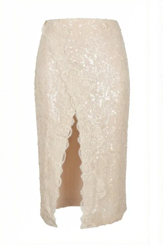 Pareo Skirt of Sequins with Lace