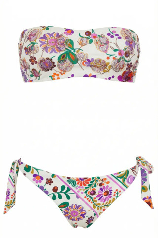 Floral Band Bikini with Rhinestones and Regular Briefs