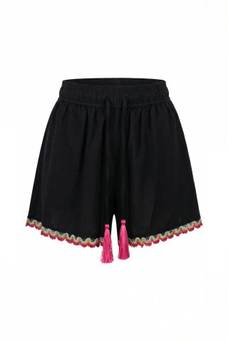 Shorts with Embroidery and Tassels