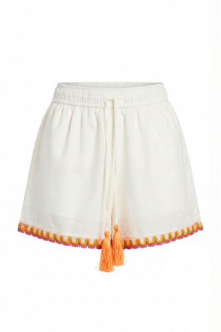 Shorts con Ricami e Nappe