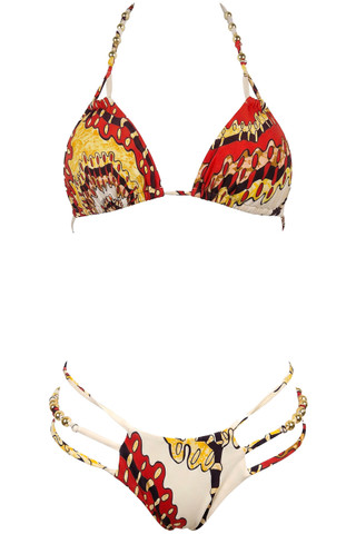 Bikini Triangle Gold balls and Slip Cut-Out