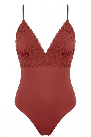 Costume Intero Triangolo con Dettagli in Crochet Floreale