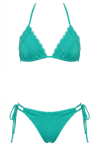 Triangle Colors Bikini with Floral Lace