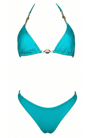 Triangolo Colors Bikini with Golden Shells and Brazilian Briefs