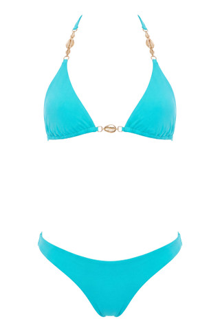 Triangolo Colors Bikini with Golden Shells and Brazilian Briefs