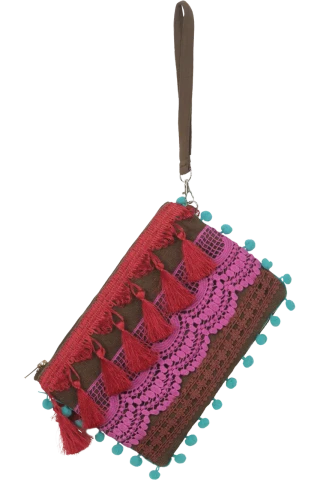 Pochette con Pizzo e Nappe Multicolor