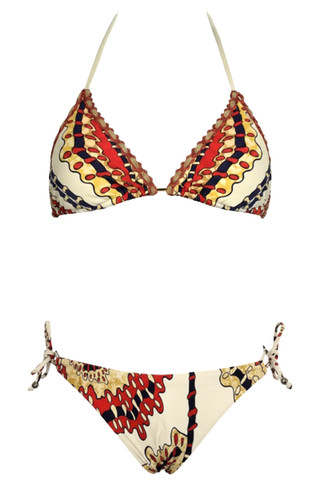 Bikini Triangolo con Sfere Dorate e Slip Regular