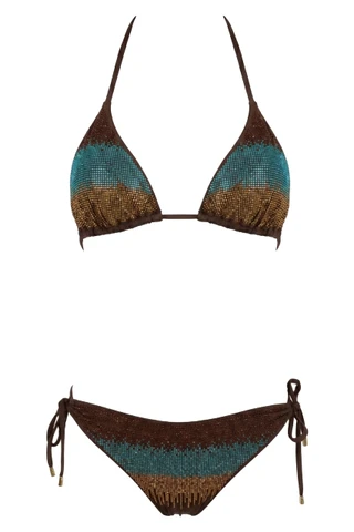 Bikini Triangolo Strass Degradé Slip Brasiliana